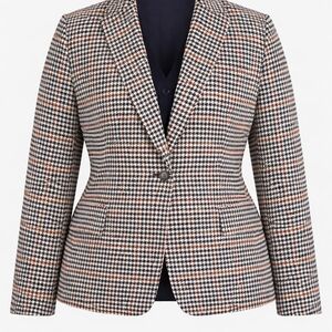 Lane Bryant Boyfriend Single-Breasted Blazer Houndstooth Plaid Size 16